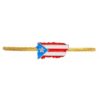 Yellow finish stainless steel cable bracelet with a .925 sterling silver Puerto Rican flag with diamond detail.