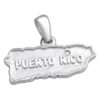 Solid Sterling Silver .925 Puerto Rico Map Pendant with Diamond Detail over I