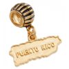 Solid 14K Yellow Gold Puerto Rico Map Roundel Charm