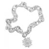 Solid Sterling Silver .925 Link Bracelet with Sun Charm featuring Diamonds in its center