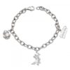 Solid Sterling Silver .925 Link Charm Bracelet w/Designer Salsa Dancers, Coquí, and Puerto Rico Map Charms