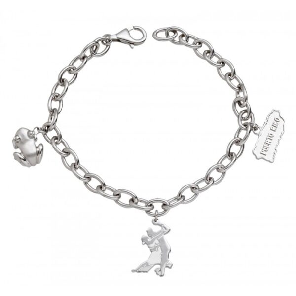 Silver Bracelet with Dancers, Coquí and PR Map Charms