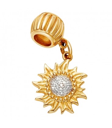 Solid 14K Gold Sun Charm with Diamonds in Center