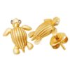 Solid 14k gold leatherback sea turtle (tinglar) stud earrings with diamond eyes