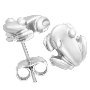 Coquí (Tree Frog) Stud Earrings Solid Sterling Silver .925