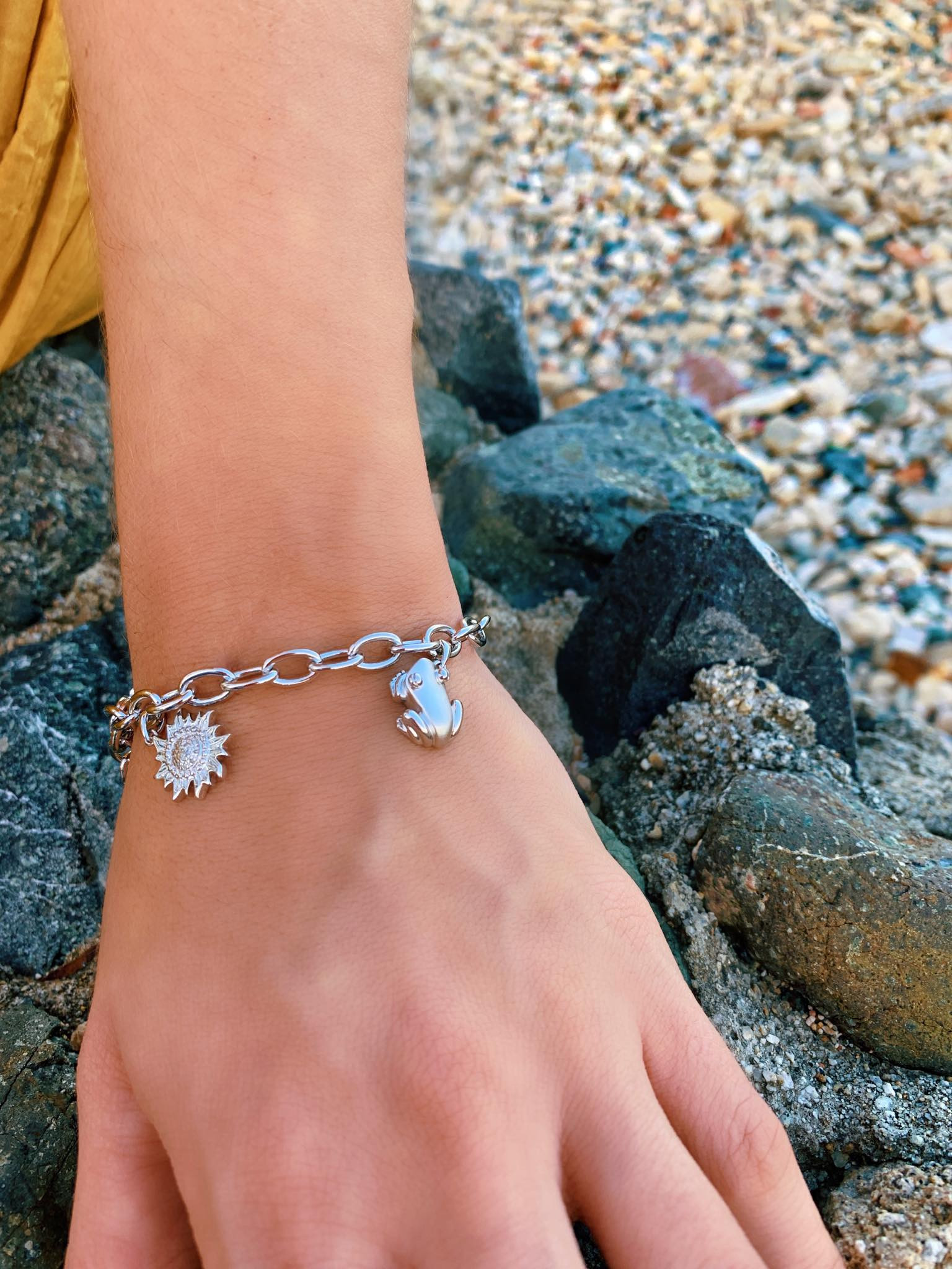 Nature Bracelet With Coquí Sun And Leatherback Sea Turtle Charms