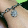 Sun with Diamond Cluster Link Charm Bracelet Solid Sterling Silver .925