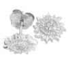 Sun Stud Earrings Solid Sterling Silver .925 and Diamonds