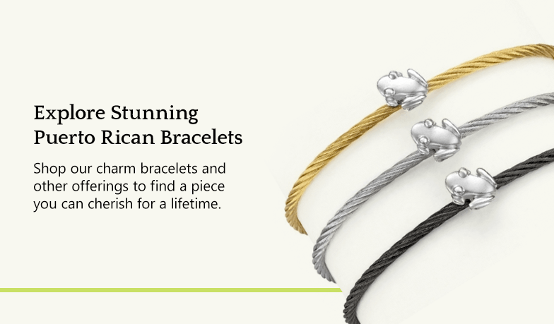 Nature Bracelet with Coquí (Tree Frog), Sun with Diamonds, and Leatherback Sea-Turtle Charms