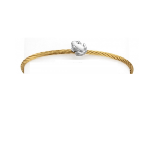 Coquí .925 sterling silver and stainless steel yellow cable bracelet with silver frog.