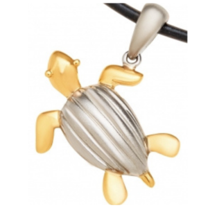 Leatherback turtle two-tone pendant in 14k gold and sterling silver.