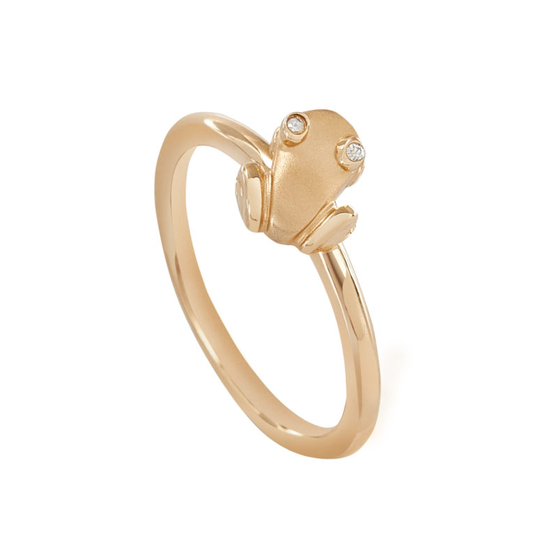 14K Gold Coquí Tree Frog Pendant with Diamond Eyes