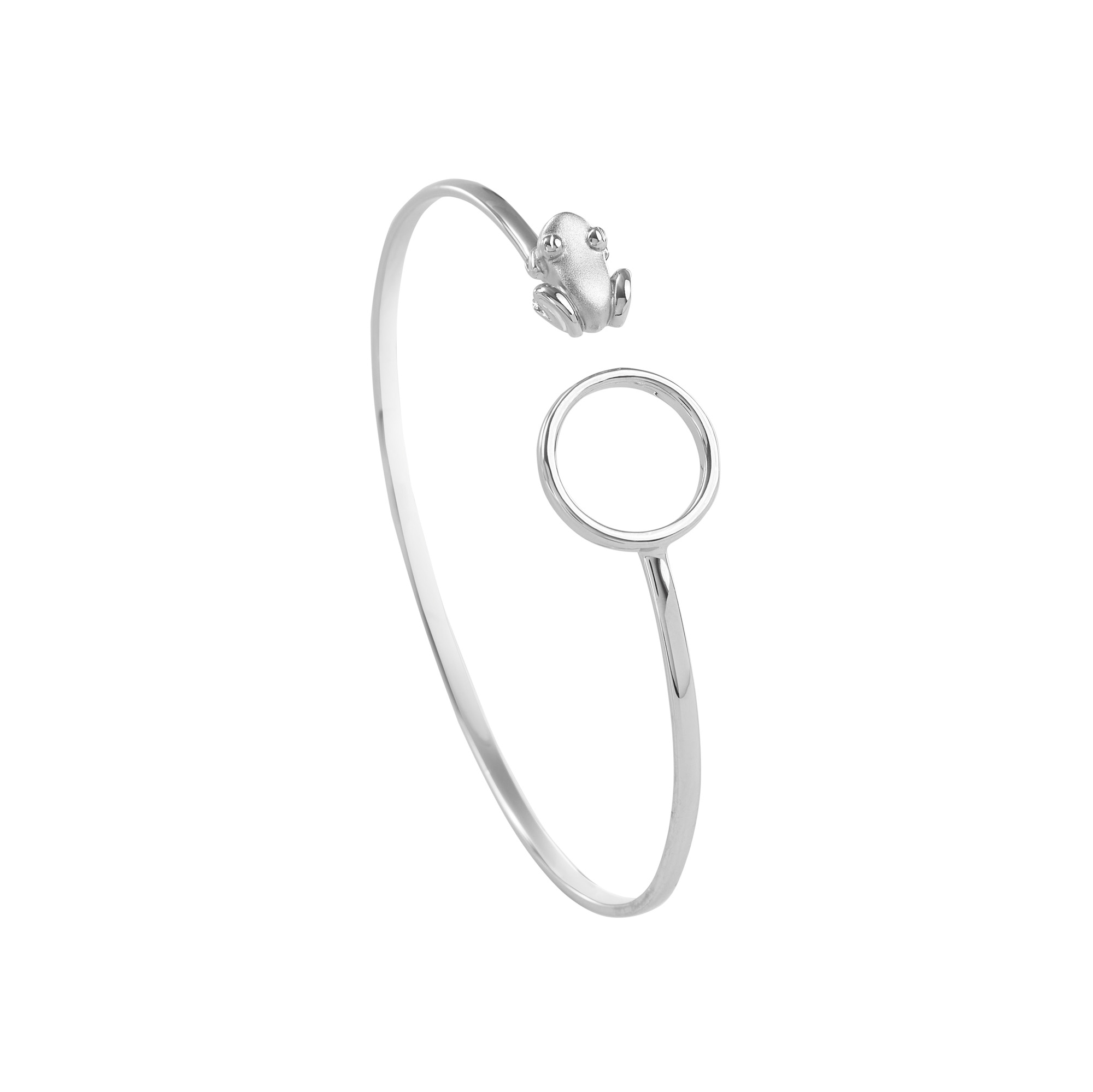 Coquí silver frog bangle bracelet open.