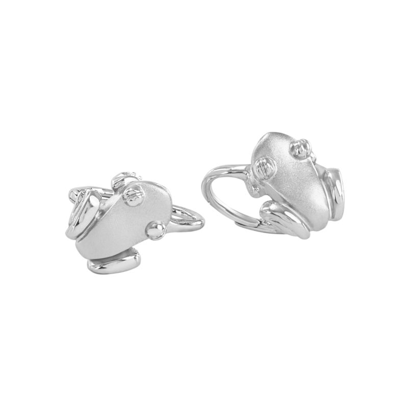 french back frog earrings silver