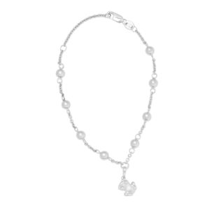 Petite Coquí frog bead bracelet in sterling silver.