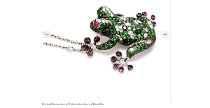 frog pendant with green jewels